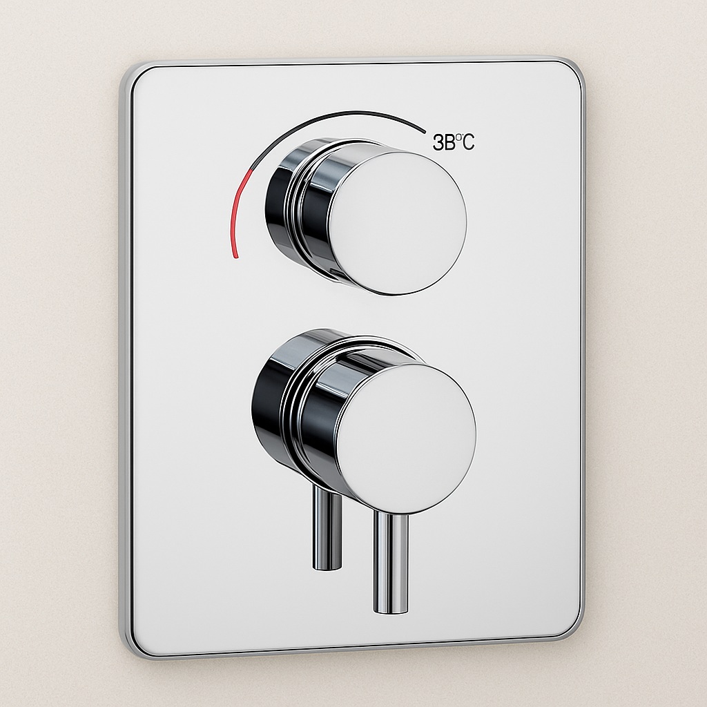 Fontana FS-1176 chrome thermostatic 2 knob 3 way mixing valve